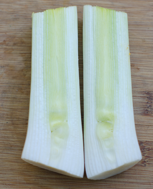 I used a leek from the garden but an onion will work as well.